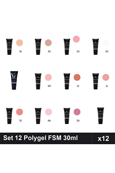 FSM Set 12 Polygel 30ml - Nr.01 Nr.02 Nr.06 Nr.09 Nr.10 Nr.11 Nr.13 Nr.20 Nr....