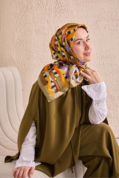 Silk Home Twill Silk Scarf Stripe Orange
