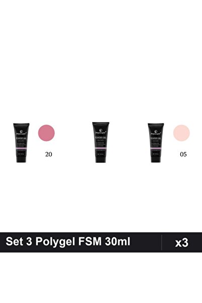 FSM Set 3 Polygel 30ml - Nr.20, Nr.01 CLEAR, Nr.05 - Constructie Unghii