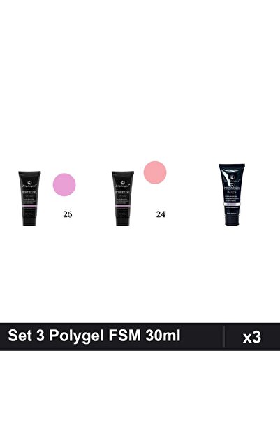 FSM Set 3 Polygel 30ml - Nr.26, Nr.24, Nr.14 - Constructie Unghii