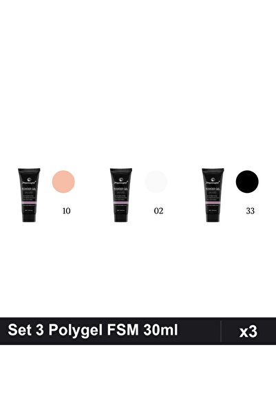 FSM Set 3 Polygel 30ml - Nr.10, Nr.02, Nr.33 - Constructie Unghii