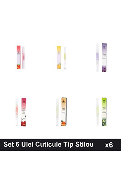 global fashion Set 6 Ulei Cuticule Tip Stilou - Strawberry, Lemon, Lavanda, C...