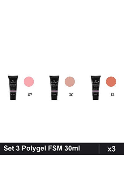 FSM Set 3 Polygel 30ml - Nr.07, Nr.30, Nr.13 - Constructie Unghii