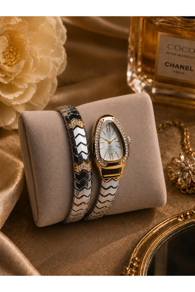 Le Cadran Elegance Nuit Women's Wristwatch Gold Old Money Vintage Snake Styli...
