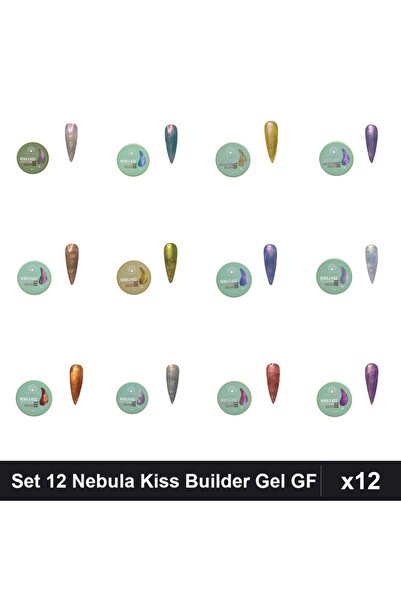 global fashion Set 12 Nebula Kiss Builder Gel 15g - Nr.01 Nr.03 Nr.04 Nr.06 N...