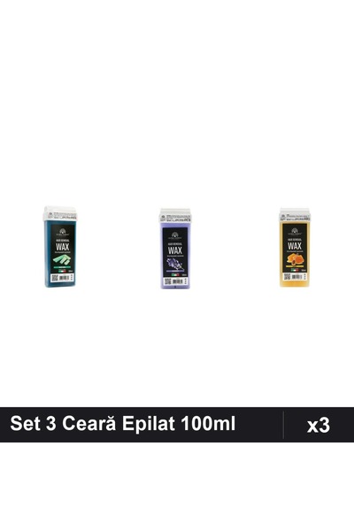 global fashion Set 3 Ceară Epilat Unică Folosință 100ml - Aloe Vera, Lavandă,...