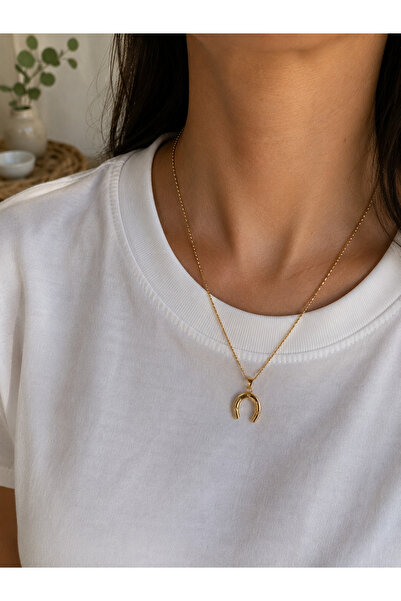 IM ATELIER Gold Renk Şans Nal Kolye Minimal Kadın Zincir Kolye