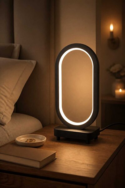 Layera Home USB - Siyah Renk Beyaz Led Işıklı Led Masa Lambası - Abajur - Gec...