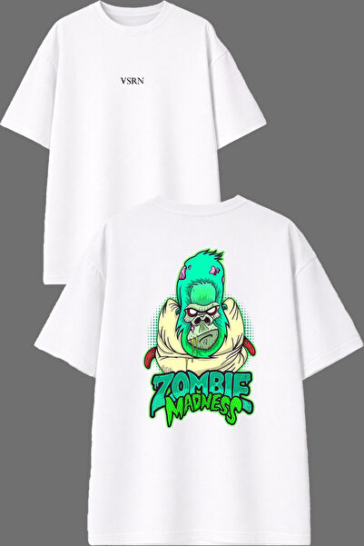 VSRN Μπλουζάκι Gorilla Zombie Design με στάμπα μπροστά και πίσω, λευκό, overs...