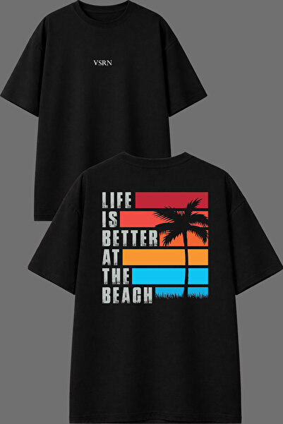 VSRN Μπλουζάκι Better Is Life Design με στάμπα μπροστά και πίσω, μαύρο, overs...