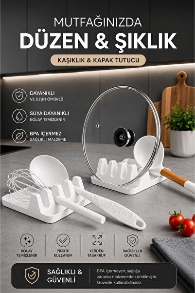 Funny Life Spoon Rest and Pot Lid Holder Organizer Bpa Free Kitchen Spoon Stand