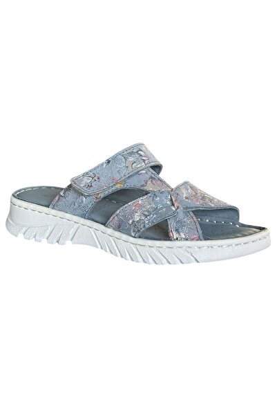 CEX 26Y Nbl05 Blue Women's Genuine Leather Daily Slippers