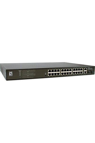 LEVEL ONE Switch PoE+ LevelOne 24xGE PoE/2xGE/+390W 19 " negestionabil Metalic
