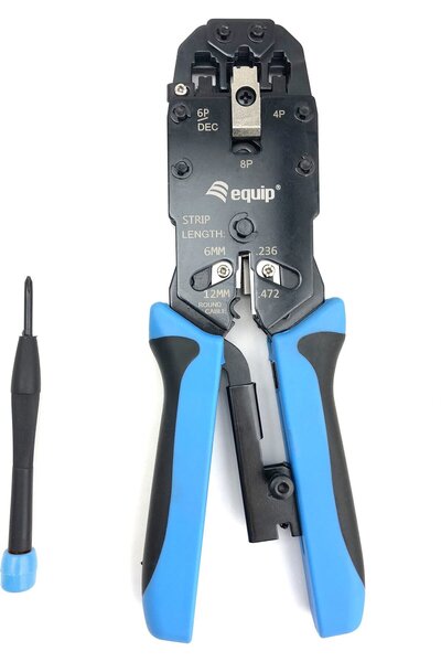 EQUIP Krimpzange 4P/2C->8P/8C/DEC/RJ45/RJ12/RJ11 blau