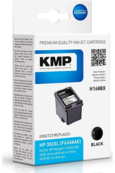 KMP Patrone HP F6U68AE NR.302XL black 550 S. H168BX refilled