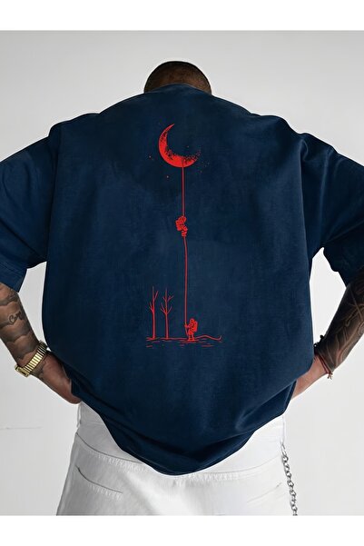 PAVRO Unisex Άνετο T-shirt με μικτό σχέδιο και στάμπα