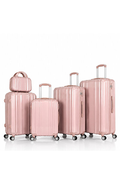 ABAS Fashionable and durable 5-piece luggage set made of high-quality ABS mat...