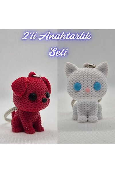 3DAtölyeMaker Fire Department Red Knitted Patterned Dog and White Knitted Pat...