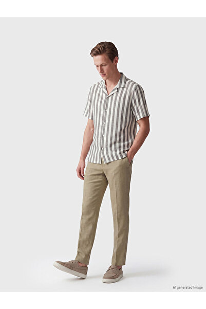 LC Waikiki Rmz Gi̇yi̇m Farkiyla Standard Fit Linen Blend Men's Pleated Trousers