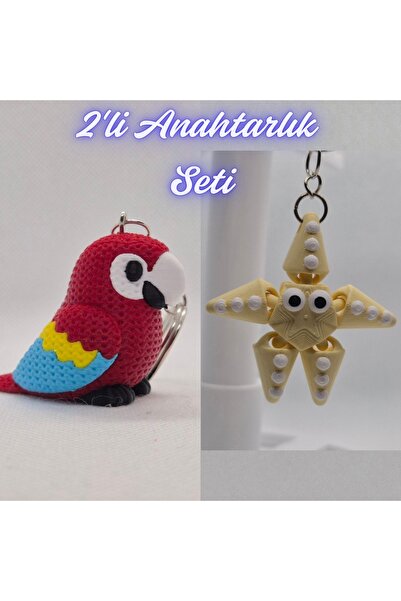 3DAtölyeMaker Fire Engine Red Knitted Pattern Parrot and Light Yellow Moving ...