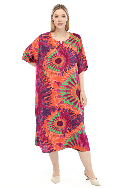 Nehir tekstil Battal Short Sleeve Viscose Summer Dress