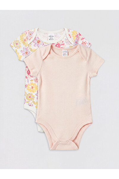 LC Waikiki Texx Store Quality 2-Piece Oval Collar Baby Girl Snap-On Bodysuit