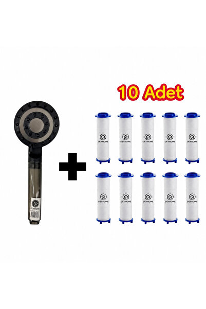 DEYHOME 5 Kademeli Filtreli Duş Başlığı Basınç Artırıcı Duş Başlığı + 10 Adet...