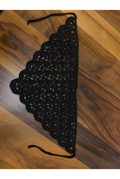 HANDMADEAKİLE El Örgüsü Tığ İşi Saç Bandanası – Bohem Yazlık Bandana – Siyah
