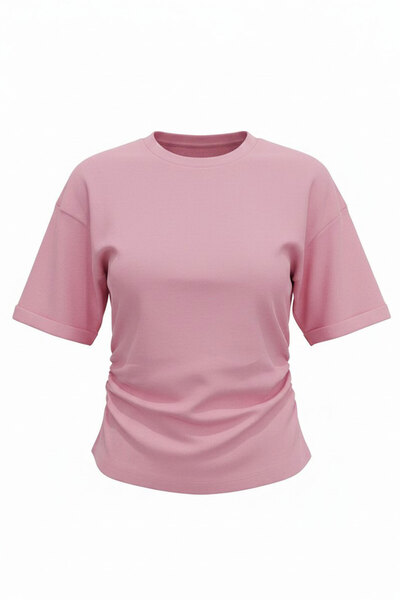 MAGARDE Bat Sleeve Gathered Blouse - Pink