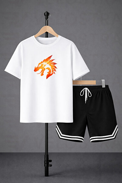 Velostra Unisex Dragon Printed Oversize Fit Comfortable Fit T-Shirt and Short...