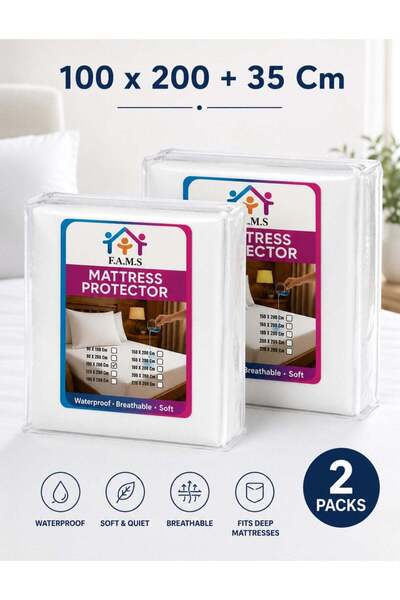 F.A.M.S Waterproof Mattress Protector – Breathable Quilted Fitted Bed Cover w...