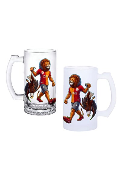 Ghostbastır Gs Yellow Red Lion Beer Glass with Handle, Available in Frosted o...
