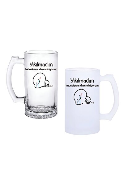 Ghostbastır Yıkılmadım Beer Glass with Handle, Available in Frosted or Transp...