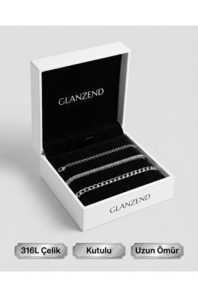 GLANZEND 3’lü Paslanmaz Çelik Şık Bileklik Set