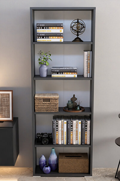 Mgr Office ATLAS 150 Cm Dekoratif 5 Raflı Kitaplık Çok Amaçlı Raf Mutfak Rafı...