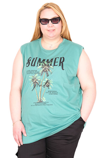 ModeXL Large Size Women's 100% Cotton Zero Sleeve T-Shirt Printed Summer U260...