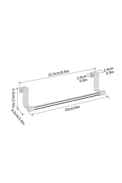 Choice1 Silver 23cm Towel Rod Steel Metal Wire Over Cabinet & Door Hanging To...