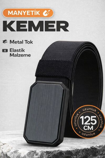 İstanbul Belt Manyetik Taktikal Kemer - Ayarlanabilir 125 cm - Siyah Ton Meta...