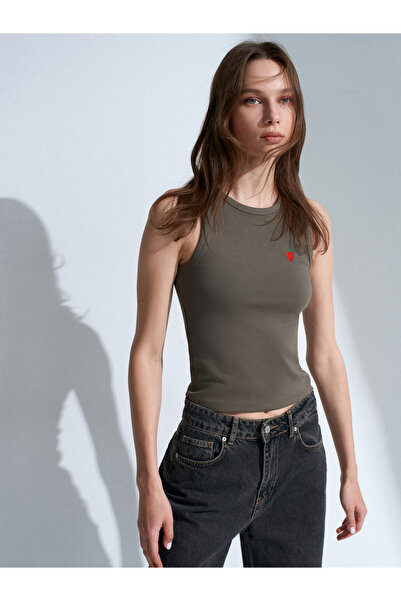 Dilvin 21259 Bisiklet Yaka Top-Haki