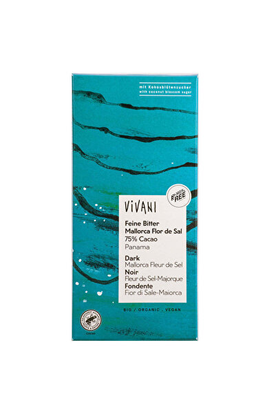 Vivani Ciocolată neagră organică vegană Flor de Sal 75% 80 g