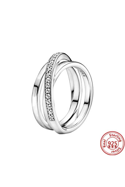 Lovecharm ÜÇLÜ İÇ İÇE GEÇMİŞ DAMGALI GÜMÜŞ YÜZÜK