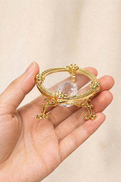 MİS KİTCHEN Gold Mini Kahve Yanı Cam Lokumluk Kristal Taşlı Metal Ayaklı Çiko...