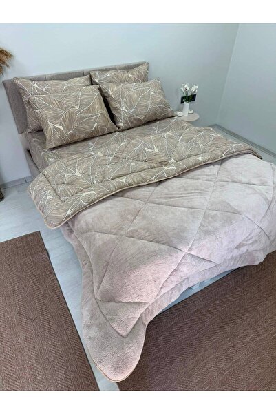 Violacasa Plane Mix Double Beige Welsoft Pufidik Sleeping Set (with Elastic S...