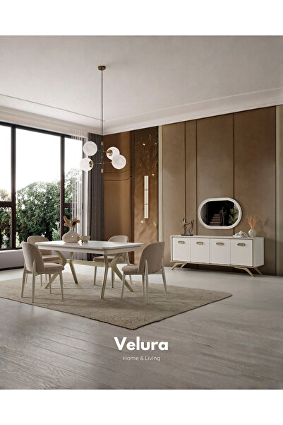 Velura Home & Living Nova Yemek Odası Takımı - Krem (Tv Ünitesi Hariç)