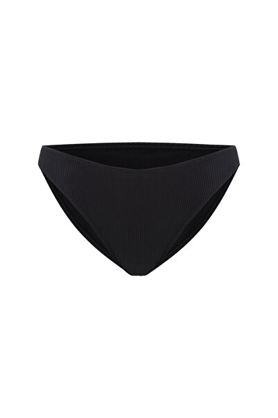 Mudo Kadın Siyah Dokulu Normal Bel Bikini Altı