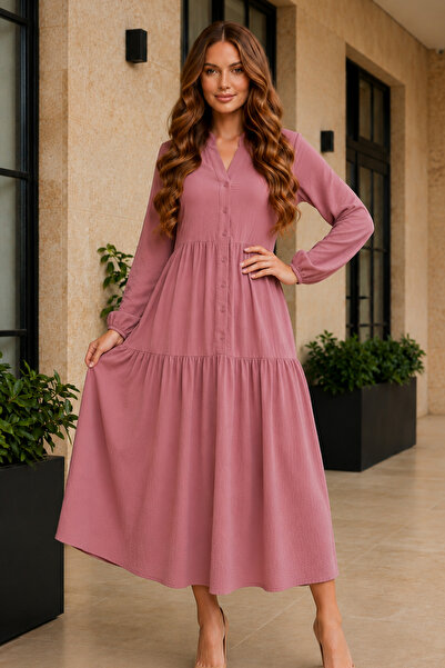 benguen Hijab Dress B2527 Dusty Rose