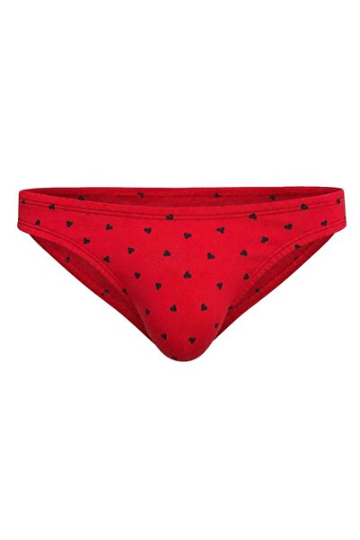 darkzone Erkek Kalp Desenli Kırmızı Pamuklu Klasik Slip Külot