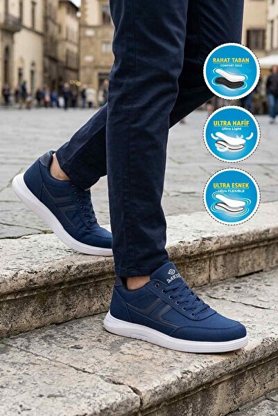 Dakırs Blue Linen Lightweight Flexible Men's Casual Shoes 2036 m