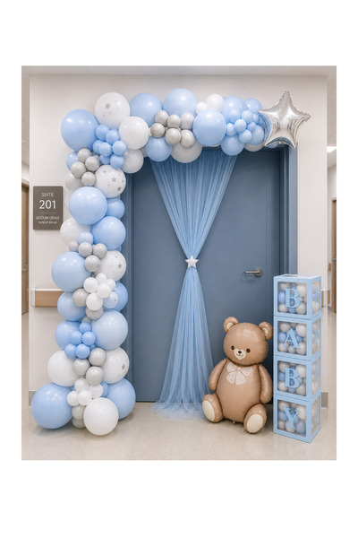 HAPPYLOOPPARTY Set de decorațiuni pentru ușa camerei de spital, albastru, con...
