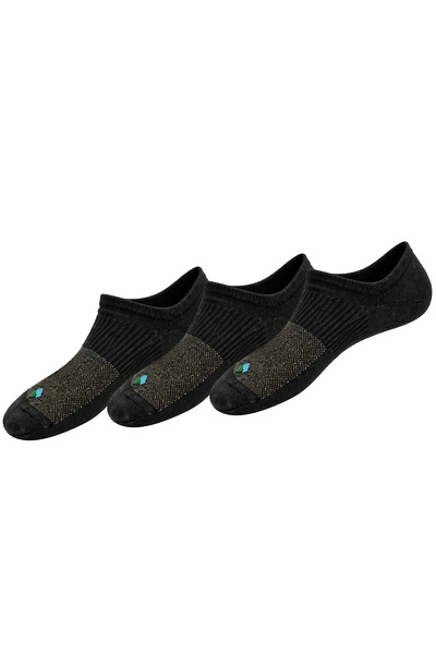 Bonny Silver Odor-Free No Show Booties Men's Black Silver Socks 3-Pack